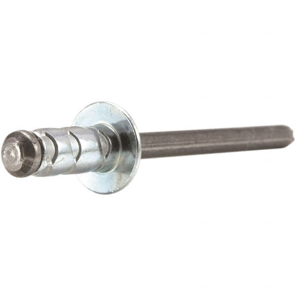 STANLEY Engineered Fastening - Size 4 Large Flange Head Aluminum Open End Blind Rivet - Steel Mandrel, 0.157" to 0.312" Grip, 1/8" Head Diam, 0.129" to 0.142" Hole Diam, 0.078" Body Diam - Makers Industrial Supply