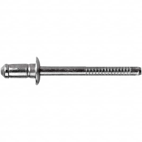 STANLEY Engineered Fastening - Size 6 Dome Head Steel Open End Blind Rivet - Steel Mandrel, 0.1378" to 0.2362" Grip, 3/16" Head Diam, 0.1929" to 0.2008" Hole Diam, 3.2" Body Diam - Makers Industrial Supply