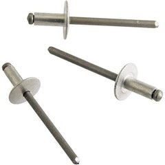 STANLEY Engineered Fastening - Size 4 Large Flange Head Aluminum Open End Blind Rivet - Steel Mandrel, 0.126" to 0.187" Grip, 1/8" Head Diam, 0.129" to 0.133" Hole Diam, 0.078" Body Diam - Makers Industrial Supply