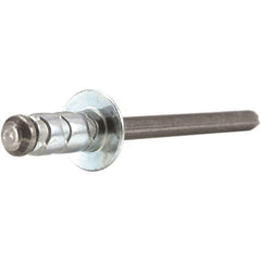 STANLEY Engineered Fastening - Size 6 Large Flange Head Aluminum Multi Grip Blind Rivet - Steel Mandrel, 0.437" to 3/4" Grip, 3/16" Head Diam, 0.192" to 0.205" Hole Diam, 0.116" Body Diam - Makers Industrial Supply