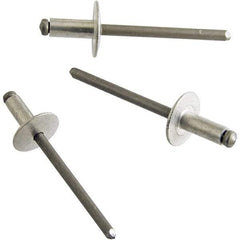 STANLEY Engineered Fastening - Size 6 Dome Head Aluminum Open End Blind Rivet - Steel Mandrel, 0.251" to 3/8" Grip, 3/16" Head Diam, 0.192" to 0.196" Hole Diam, 0.116" Body Diam - Makers Industrial Supply