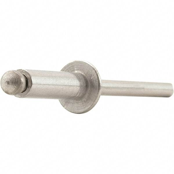 STANLEY Engineered Fastening - Size 6 Dome Head Aluminum Open End Blind Rivet - Steel Mandrel, 0.126" to 1/4" Grip, 3/16" Head Diam, 0.192" to 0.196" Hole Diam, 0.116" Body Diam - Makers Industrial Supply