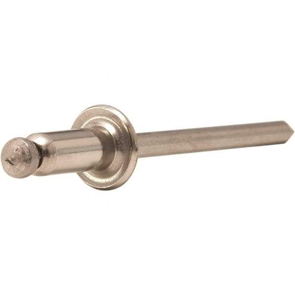 STANLEY Engineered Fastening - Size 5 Dome Head Stainless Steel Open End Blind Rivet - Stainless Steel Mandrel, 0.251" to 3/8" Grip, 5/32" Head Diam, 0.16" to 0.164" Hole Diam, 0.097" Body Diam - Makers Industrial Supply