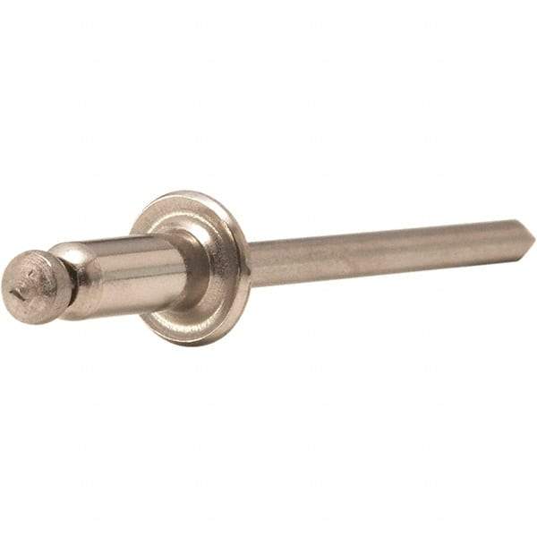 STANLEY Engineered Fastening - Size 5 Dome Head Stainless Steel Open End Blind Rivet - Steel Mandrel, 0.188" to 1/4" Grip, 5/32" Head Diam, 0.16" to 0.164" Hole Diam, 0.097" Body Diam - Makers Industrial Supply