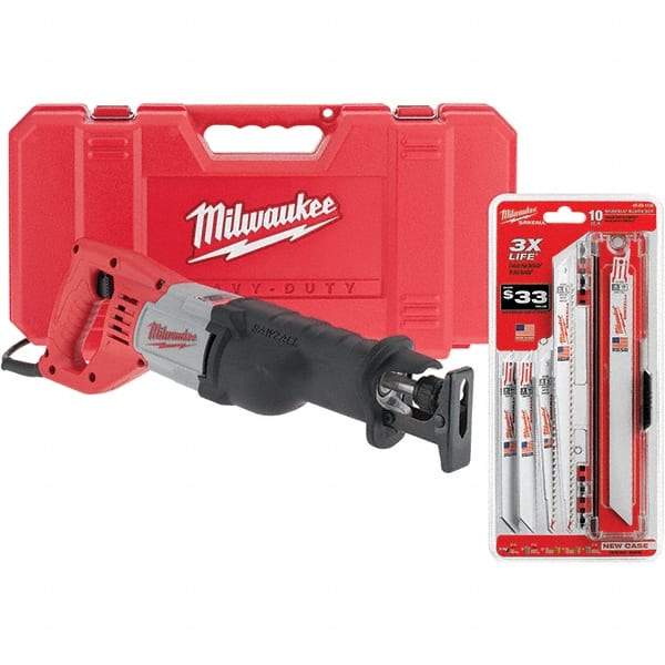 Milwaukee Tool - 3,000 Strokes per min, 1-1/8" Stroke Length Electric Reciprocating Saw - 12 Amps - Makers Industrial Supply