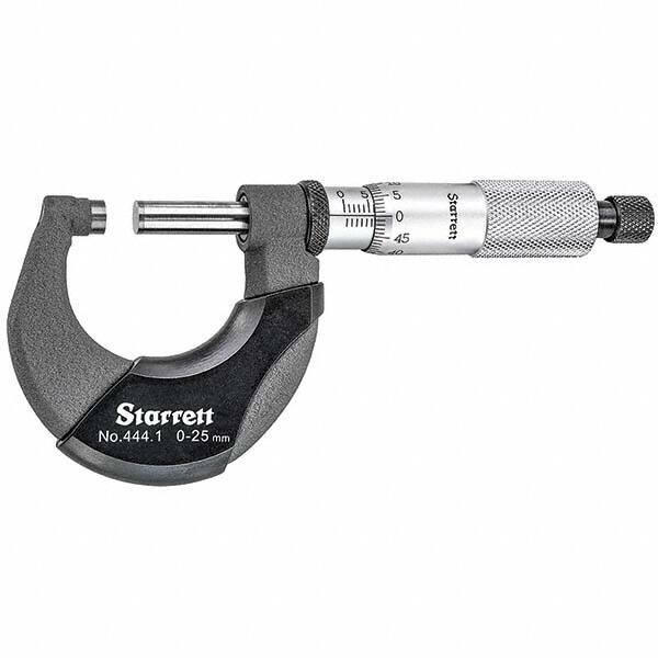 Starrett - Mechanical Outside Micrometers Minimum Measurement (mm): 0.00 Maximum Measurement (mm): 25.00 - Makers Industrial Supply