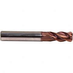 Emuge - 4mm Diam, 11mm LOC, 4 Flute Solid Carbide Roughing & Finishing End Mill - TiAlN Finish, 57mm OAL, 6mm Shank Diam, Cylindrical Shank, 38° Helix, Centercutting, Long Length - Makers Industrial Supply