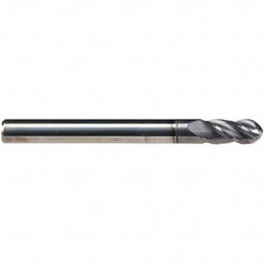 Emuge - 1/4" Diam, 1/2" LOC, 4 Flute Solid Carbide Ball End Mill - CrN Finish, Single End, 2-1/2" OAL, 1/4" Shank Diam, Ball Flute - Makers Industrial Supply