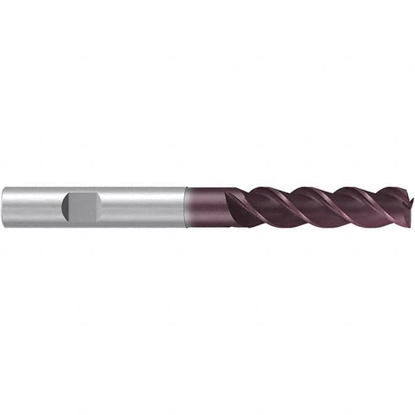 Emuge - 10mm Diam, 30mm LOC, 3 Flute Solid Carbide Roughing & Finishing End Mill - TiAlN Finish, 80mm OAL, 10mm Shank Diam, Weldon Shank, 38° Helix, Centercutting, Extra Long Length - Makers Industrial Supply