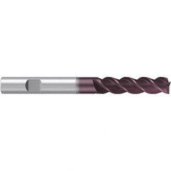 Emuge - 10mm Diam, 30mm LOC, 3 Flute Solid Carbide Roughing & Finishing End Mill - TiAlN Finish, 80mm OAL, 10mm Shank Diam, Weldon Shank, 38° Helix, Centercutting, Extra Long Length - Makers Industrial Supply