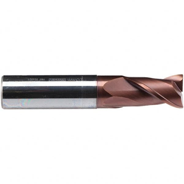 Emuge - 10mm Diam, 19mm LOC, 2 Flute Solid Carbide Roughing & Finishing End Mill - TiAlN Finish, 72mm OAL, 10mm Shank Diam, Cylindrical Shank, 38° Helix, Centercutting, Long Length - Makers Industrial Supply