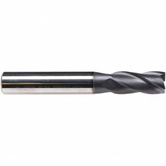 Emuge - 8mm Diam, 19mm LOC, 4 Flute Solid Carbide Roughing & Finishing End Mill - TiAlN Finish, 63mm OAL, 8mm Shank Diam, Cylindrical Shank, 38° Helix, Long Length - Makers Industrial Supply