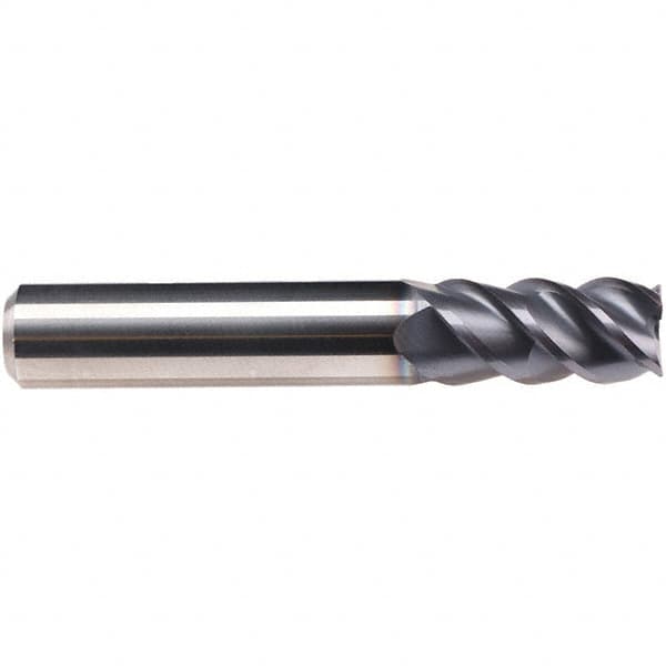 Emuge - 3mm Diam, 8mm LOC, 4 Flute Solid Carbide Roughing & Finishing End Mill - TiAlN Finish, 57mm OAL, 6mm Shank Diam, Cylindrical Shank, 50° Helix, Centercutting, Long Length - Makers Industrial Supply