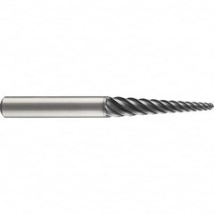 Emuge - 4° Taper Angle per Side, 3mm Small End Diam, 74mm LOC, Solid Carbide 6 Flute Tapered Ball End Mill - AlCr Finish, 140mm OAL, 16mm Shank Diam, Spiral Flute, 38° Helix - Makers Industrial Supply