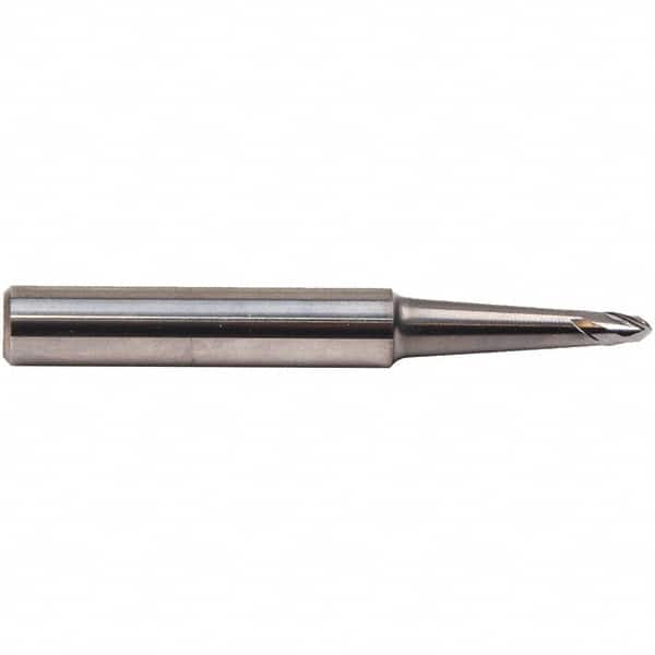 Emuge - 3° Taper Angle per Side, 4mm LOC, Solid Carbide 2 Flute Tapered Ball End Mill - AlCr Finish, 63mm OAL, 8mm Shank Diam, Spiral Flute, 30° Helix - Makers Industrial Supply