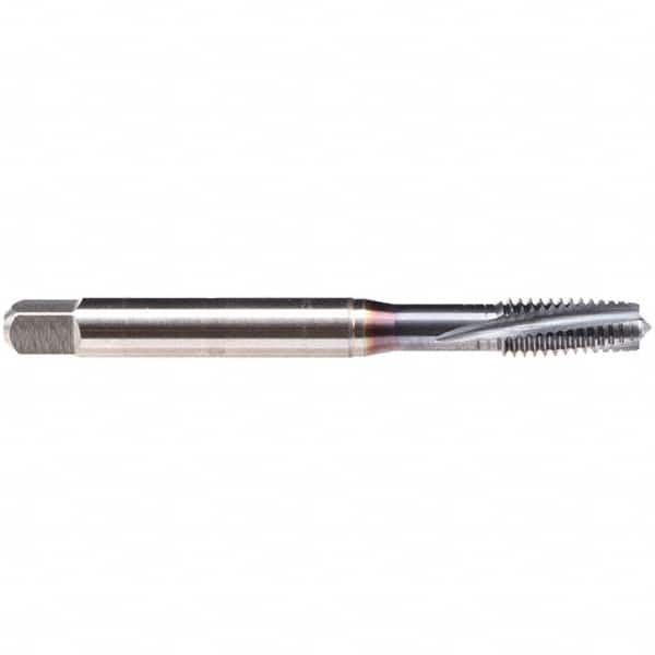 Emuge - 5/16-18 UNC 3 Flute BT Plug Spiral Flute Tap - High Speed Steel, TiCN Finish, 3.543" OAL, Left Hand Flute, Left Hand Thread, Series BU309600 - Makers Industrial Supply