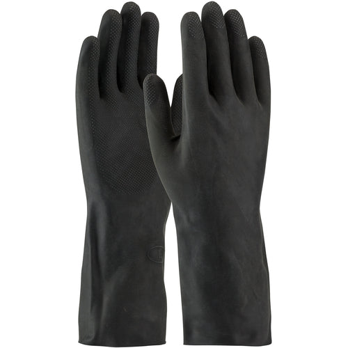 ‎48-L300K/XL Latex Gloves - Assurance UnSupported Latex - Black - 28 mil - 13″L - Flock - Raised Diamond - Exact Industrial Supply