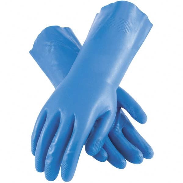 PIP - Chemical Resistant Gloves; Material: Nitrile ; Size: Large; Large ; Primary Material: Nitrile ; Length (Inch): 13 ; Finish: Raised Diamond ; Color: Blue - Exact Industrial Supply