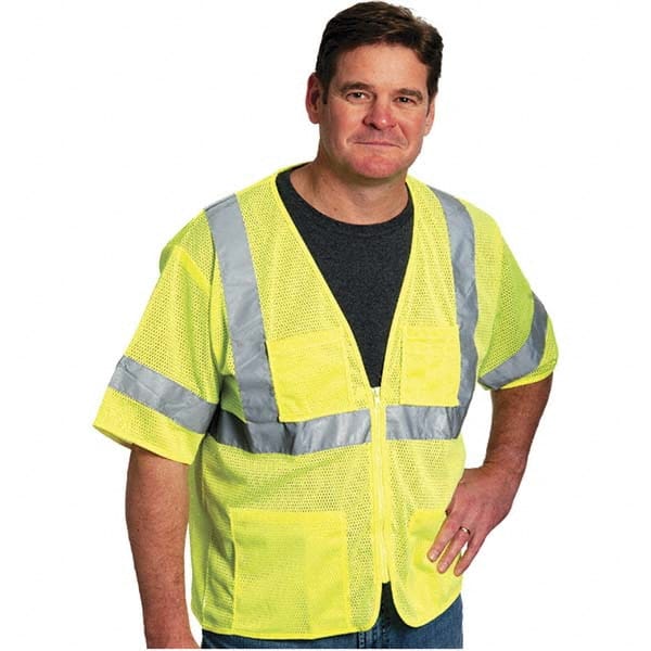 PIP - Size L Yellow Mesh General Purpose High Visibility Vest - Makers Industrial Supply