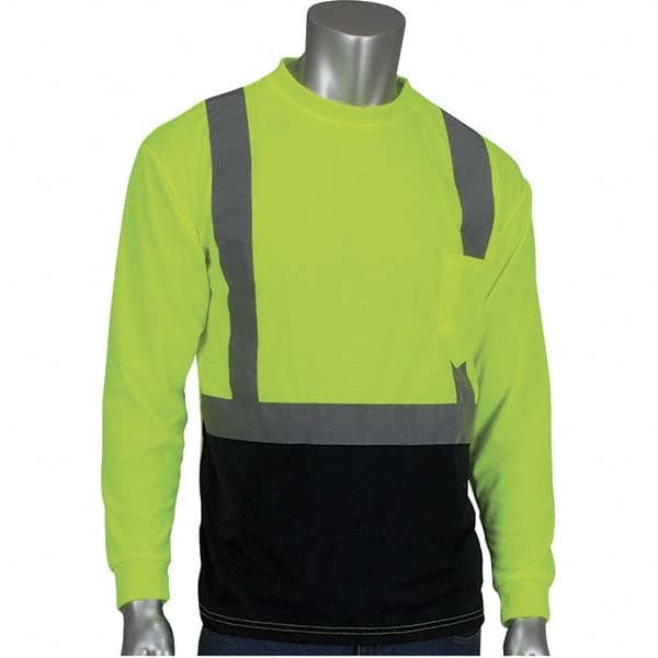 PIP - Size 4XL Black & Hi-Vis Yellow High Visibility Long Sleeve T-Shirt - Makers Industrial Supply