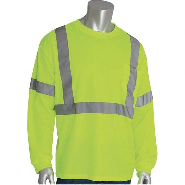 PIP - Size 5XL Hi-Vis Yellow High Visibility Long Sleeve T-Shirt - Makers Industrial Supply