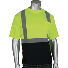 PIP - Size 2XL Black & Hi-Vis Yellow High Visibility Short Sleeve T-Shirt - Makers Industrial Supply