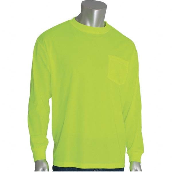 PIP - Size 4XL Hi-Vis Yellow High Visibility Long Sleeve T-Shirt - Makers Industrial Supply