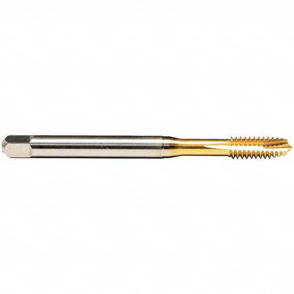 Emuge - M5x0.50 Metric Fine 6H 3 Flute TiN Finish HSS-E Spiral Point Tap - Makers Industrial Supply