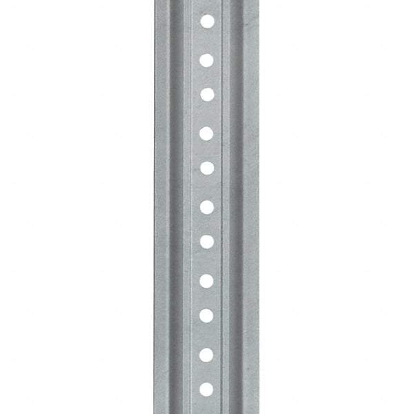 Nucor - 8' High, Galvanized Traffic Sign Post - Steel, 3/8" Hole Diam, Silver - Makers Industrial Supply