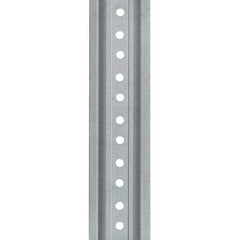 Nucor - 8' High, Galvanized Traffic Sign Post - Steel, 3/8" Hole Diam, Silver - Makers Industrial Supply