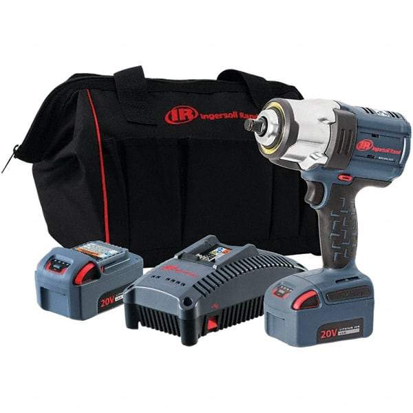 Ingersoll-Rand - 1/2" Drive 20 Volt Pistol Grip Cordless Impact Wrench & Ratchet - 0 to 1,900 RPM, 0 to 2,450 BPM, 1,500 Ft/Lb Torque, 2 Lithium-Ion Batteries - Makers Industrial Supply