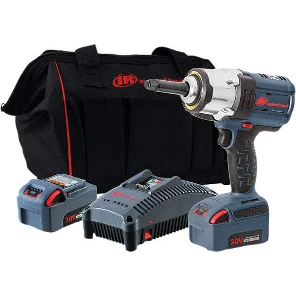 Ingersoll-Rand - 1/2" Drive 20 Volt Pistol Grip Cordless Impact Wrench & Ratchet - 0 to 1,900 RPM, 0 to 2,450 BPM, 1,500 Ft/Lb Torque, 2 Lithium-Ion Batteries - Makers Industrial Supply