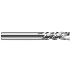 Square End Mill: 3/32'' Dia, 0.273'' LOC, 1/8'' Shank Dia, 1-1/2'' OAL, 3 Flutes, Solid Carbide Single End, Uncoated, Downcut Flute, 40 ° Helix, RH Cut, RH Flute