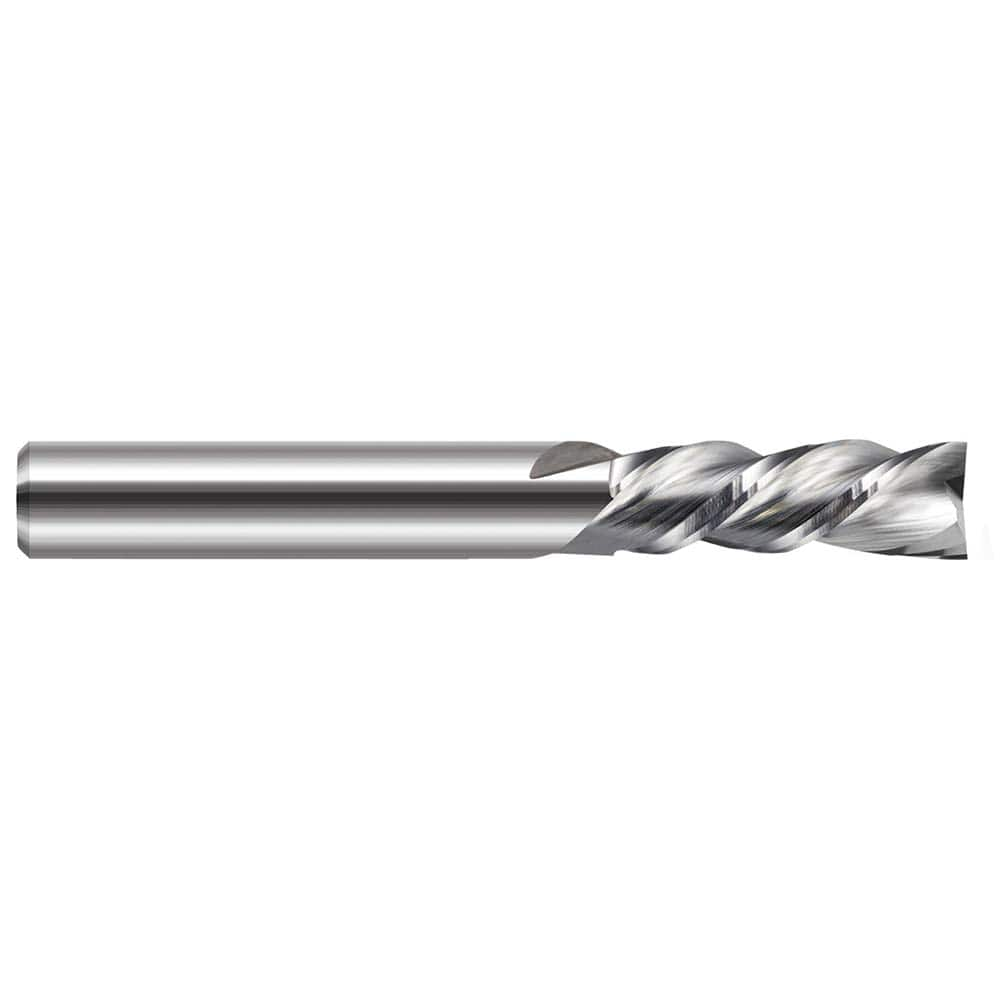 Square End Mill: 1/2'' Dia, 1-1/2'' LOC, 1/2'' Shank Dia, 4'' OAL, 2 Flutes, Solid Carbide Single End, Uncoated, Downcut Flute, 40 ° Helix, RH Cut, RH Flute