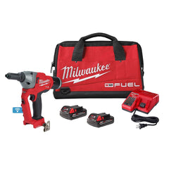 Milwaukee Tool - Cordless Riveters; Fastener Type: Cordless Electric Riveter ; Closed End Rivet Capacity: 9/32" ; Includes Items: 1/4" Blind Rivet Tool w/ONE-KEY? Bare Tool?(2660-20), 1/4" Blind Rivet Tool w/ ONE-KEY? Retention Nose Piece 4-Pack?(49-16-2 - Exact Industrial Supply