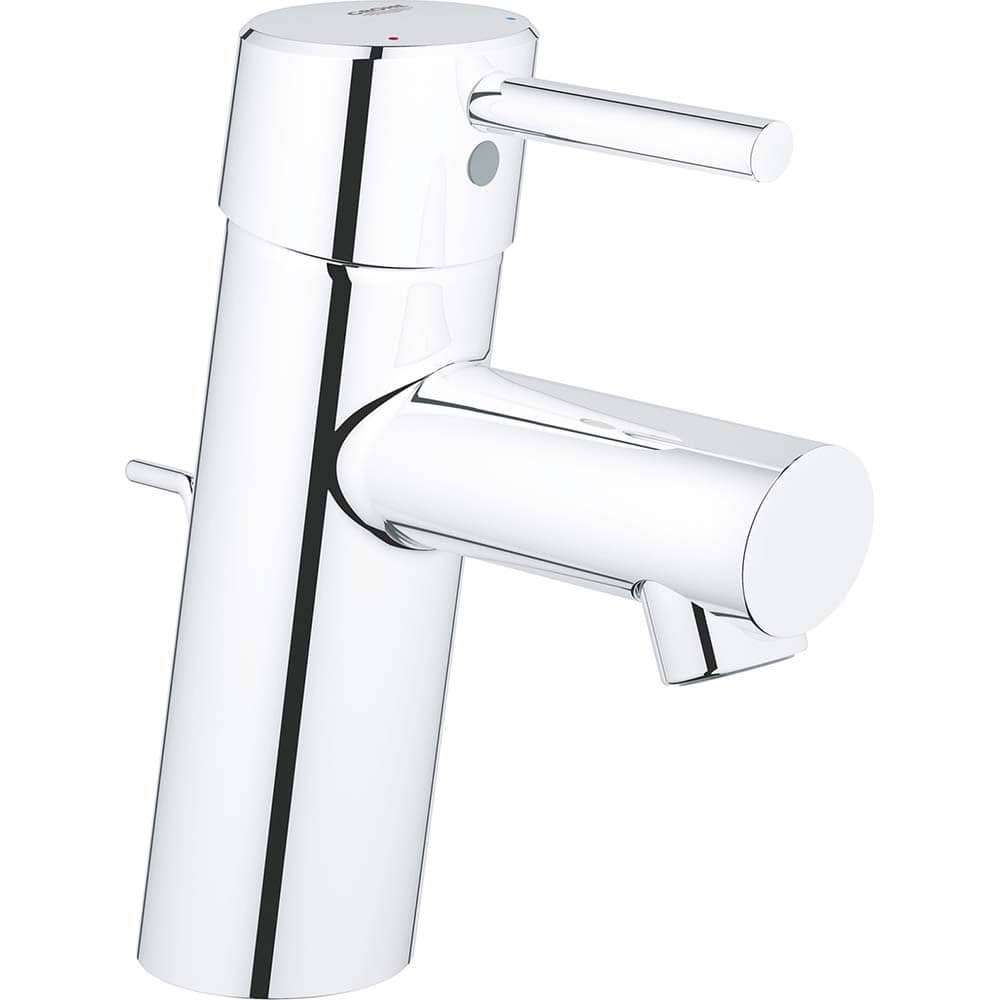 Grohe - Lavatory Faucets; Type: Deck Mount ; Spout Type: Low Arc ; Design: Lever ; Handle Type: Lever ; Mounting Centers: Single Hole (Inch); Drain Type: Pop-Up - Exact Industrial Supply