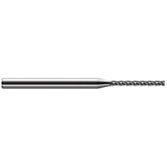 Corner Radius End Mill: 0.062″ Dia, 5/8″ LOC, 0.02″ Radius, 4 Flutes, Solid Carbide 2-1/2″ OAL, 1″ Shank Dia, Helix, Bright/Uncoated, Corner Radius End, Centercutting