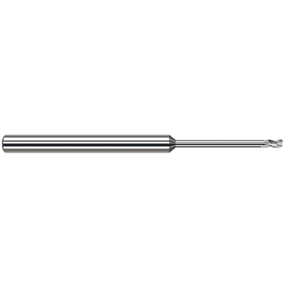 Corner Radius End Mill: 1/8″ Dia, 3/16″ LOC, 0.005″ Radius, 3 Flutes, Solid Carbide 3″ OAL, 1/8″ Shank Dia, 42 ° Helix, Bright/Uncoated, Corner Radius End