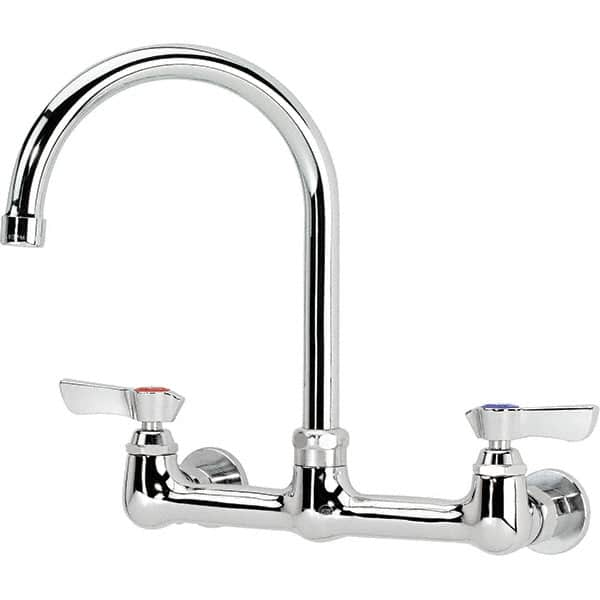 Krowne - Wall Mount, Service Sink Faucet without Spray - Two Handle, Blade Handle, Gooseneck Spout, No Drain - Makers Industrial Supply