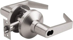 PDQ - Heavy Duty Entrance Lever Lockset - 2-3/4" Back Set, Small Format I/C Less Cylinder, Zinc, Antimicrobial Coated, Satin Chrome Plated Finish - Makers Industrial Supply