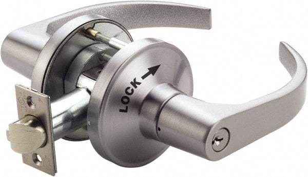 PDQ - Heavy Duty Classroom Intruder Lever Lockset - 2-3/4" Back Set, Small Format I/C Less Cylinder, Zinc, Antimicrobial Coated, Satin Chrome Plated Finish - Makers Industrial Supply