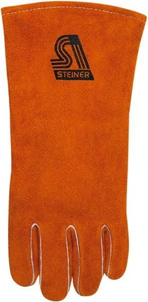 Steiner - Size L Cotton/Foam Lined Cowhide Welding Glove - 14" OAL, Gauntlet Cuff, Wing Thumb, Thumb Strap, For Stick/Arc - Makers Industrial Supply