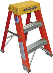 Werner - 2 Steps, 2' High, Type IA Rating, Fiberglass Step Stand - 300 Lb Load Capacity, 17-1/4" Base Width - Makers Industrial Supply