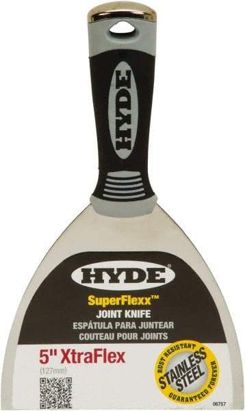 Hyde Tools - 5" Wide Spring Blade Stainless Steel Joint Knife - Flexible, Plastic Handle - Makers Industrial Supply