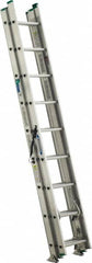 Werner - 24' High, Type II Rating, Aluminum Extension Ladder - 225 Lb Capacity - Makers Industrial Supply