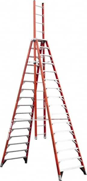 Werner - 16' High, Type IA Rating, Fiberglass Extension Ladder - 300 Lb Capacity - Makers Industrial Supply