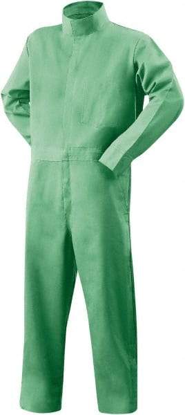 Steiner - Size L, Green, Concealed Snaps, Arc Flash Coverall - 48 to 50" Chest, Cotton, 7 Pockets, Mandarin Collar, Concealed Snap Closures - Makers Industrial Supply