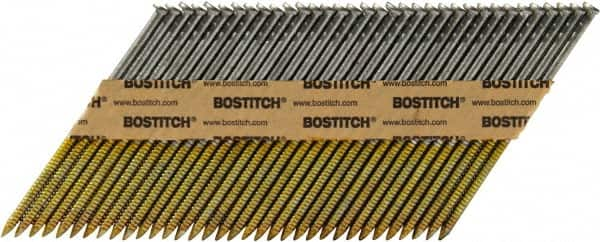 Stanley Bostitch - 11 Gauge 0.12" Shank Diam 3" Long Framing Nails for Power Nailers - Steel, Bright Finish, Ring Shank, Angled Stick Paper Tape Collation, Round Head - Makers Industrial Supply