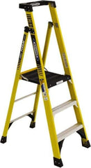 Werner - 3 Steps, 3' High, Type IAA Rating, Fiberglass Step Ladder - 375 Lb Load Capacity, 26-3/8" Base Width - Makers Industrial Supply