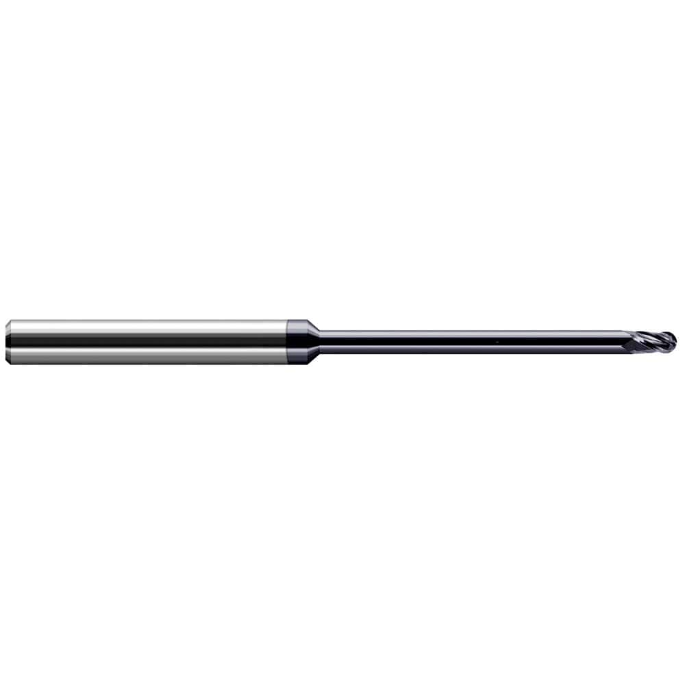 Harvey Tool - Ball End Mills; Mill Diameter (mm): 0.50 ; Mill Diameter (Decimal Inch): 0.0197 ; Number of Flutes: 4 ; Length of Cut (mm): 0.7500 ; Length of Cut (Decimal Inch): 0.0295 ; Material: Solid Carbide - Exact Industrial Supply